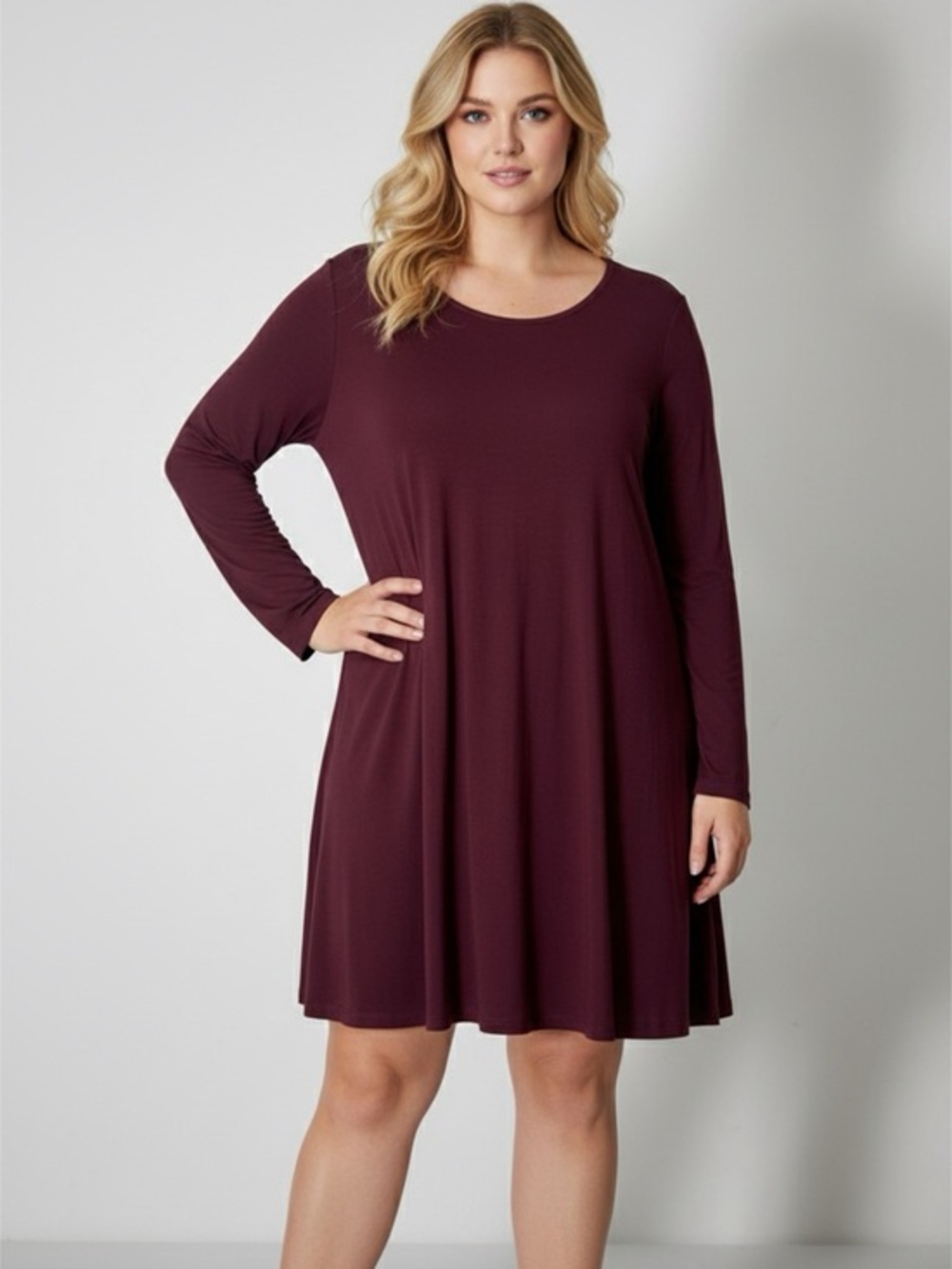 Old Navy Long Sleeve Swing Dress in Burgundy NWT